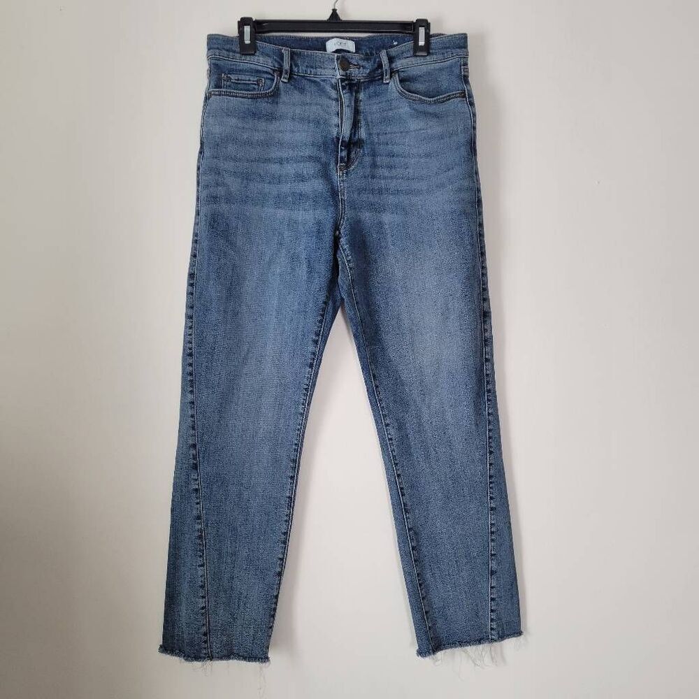 LOFT Outlet High Rise Straight Leg Raw Hem Jeans – Size 8 Blue